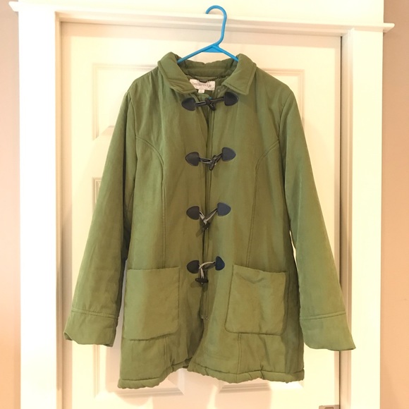 Jackets & Blazers - Soft green toggle winter coat with hood
